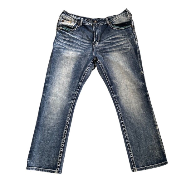 Platini Men’s Western Bootcut Embroidered Blue Jeans Size 38 X 30 - Picture 1 of 12